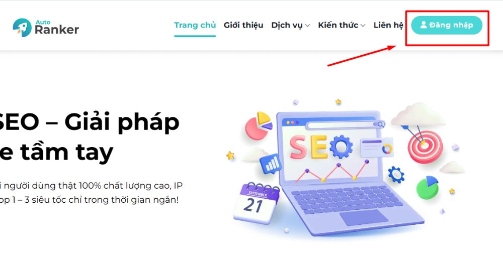 Nhấn "Đăng nhập”