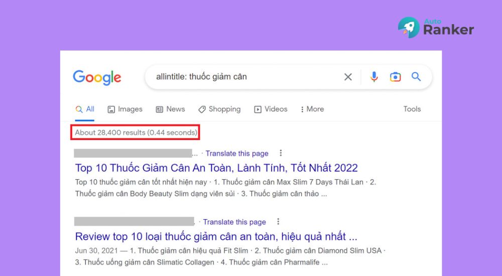 Khi nhập từ khóa sẽ hiển thị mức độ cạnh tranh của từ khóa đó