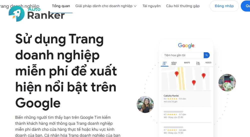 Đăng nhập ở góc phải màn hình
