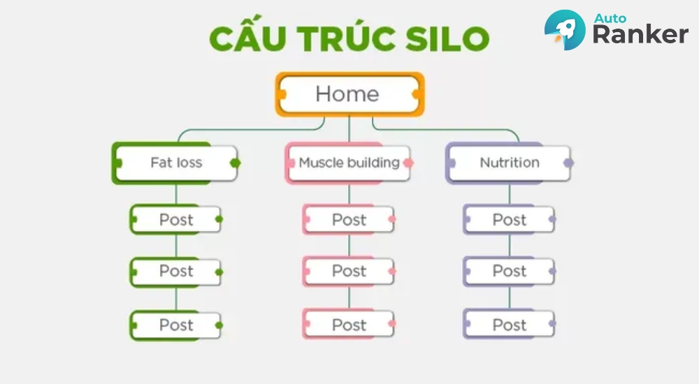 Mô hình Silo nhóm các trang theo chủ đề để tăng tính liên kết chặt chẽ