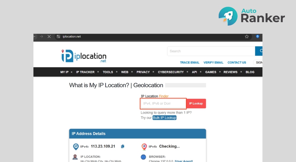 Tra cứu tọa độ bằng công cụ IP Geolocation