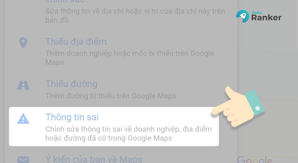 cập nhật địa chỉ mới Google Map