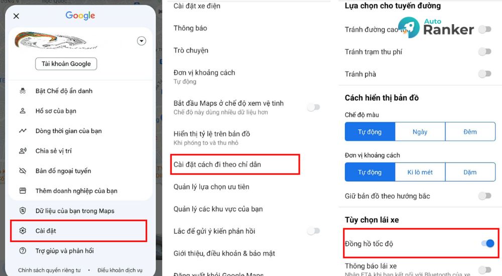 Bật cảnh báo tốc độ