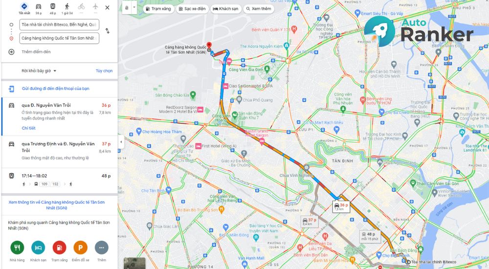 xem tình trạng giao thông Google Maps