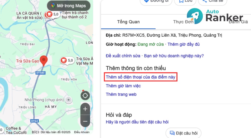yếu tố xếp hạng Google Maps