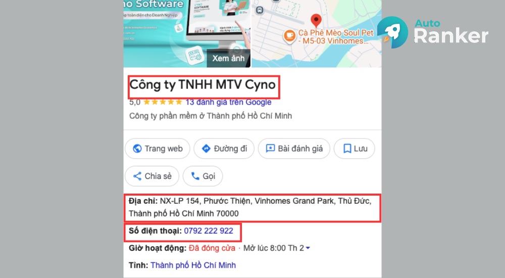 yếu tố xếp hạng Google Maps